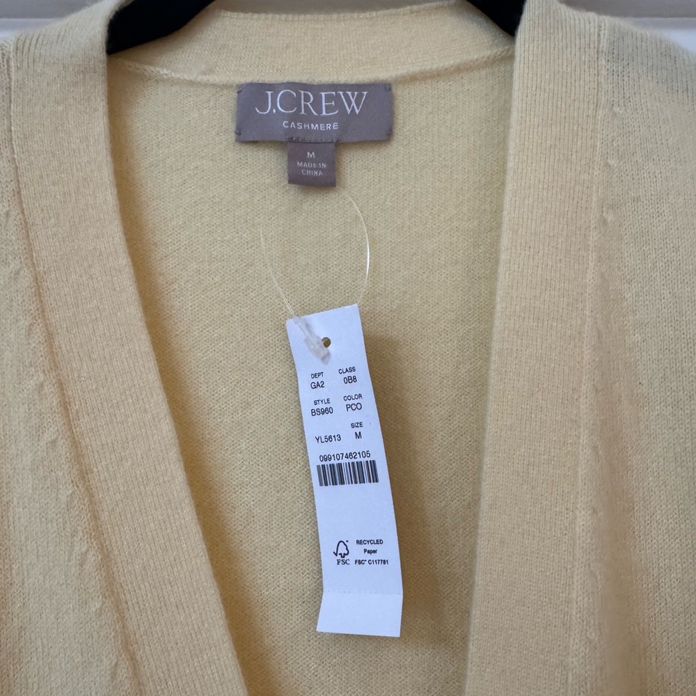 J. Crew Women's Soft Yellow Cashmere Cardigan NWT Size M - Picture 2 of 3